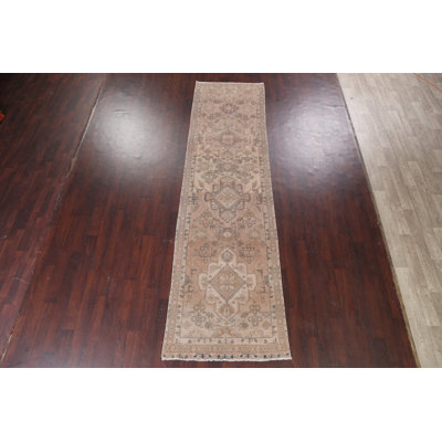 Oscar-James One-of-a-Kind 3'6" X 12'11" Runner Wool Area Rug in Pink
