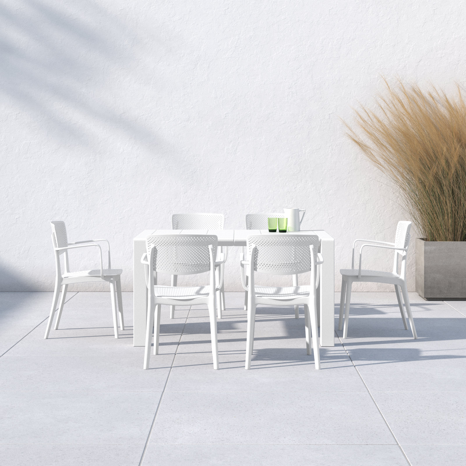 Farrah 39" Patio Dining Set, White