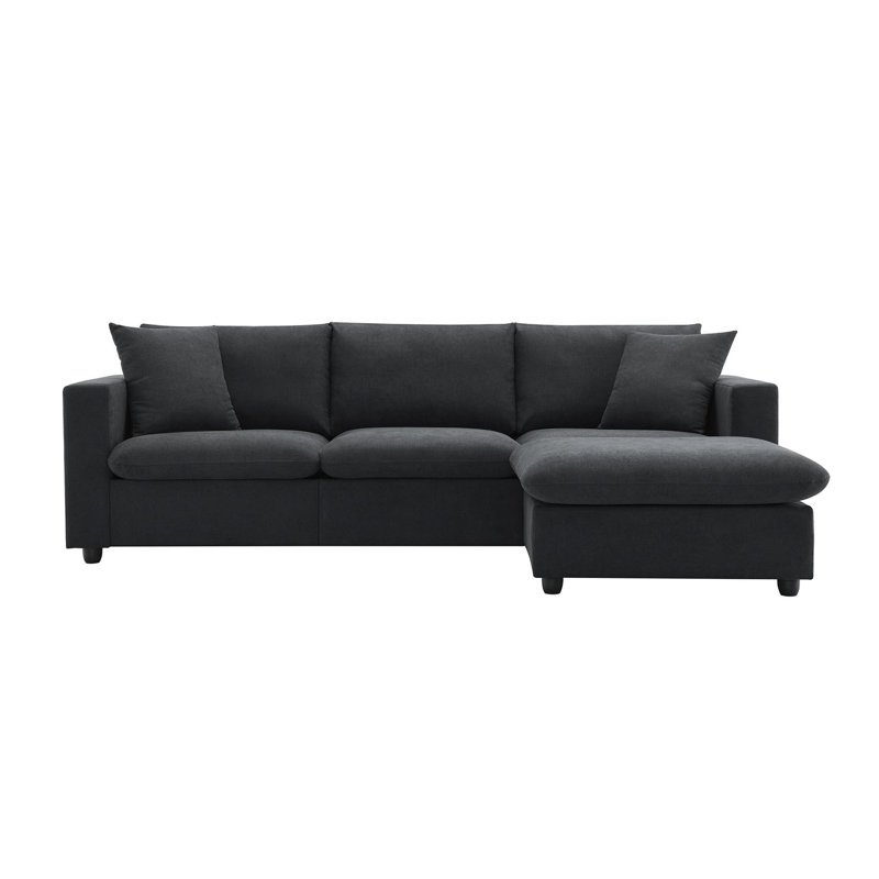 3 - Piece Upholstered Sectional, Black Polyester