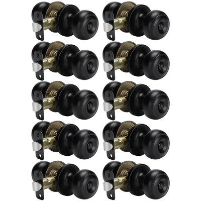 Black Interior Door Knobs, Matte Black Privacy Door Knob, Black Door Knobs Interior Bulk, Indoor Bedroom Bathroom Door Knob(10 Pack, Matte Black)