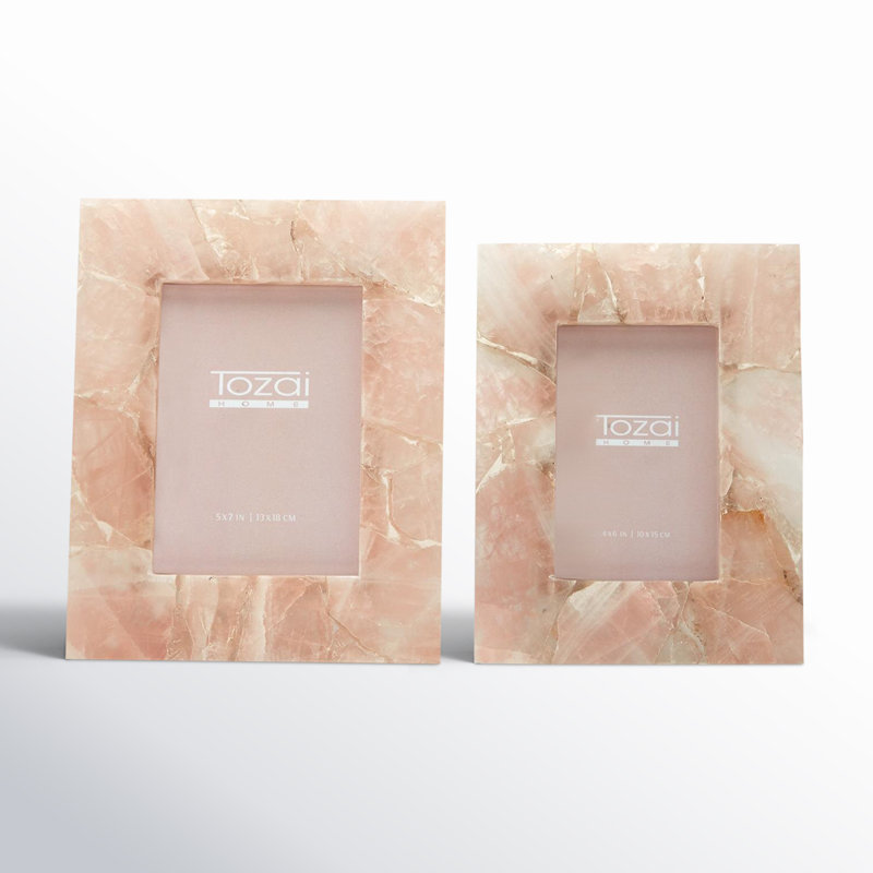 Stone Embossed Picture Frame - Set of 2, Pink