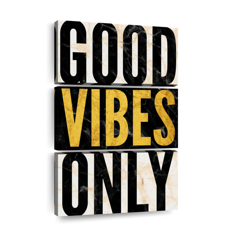 Ensemble de 3 pièces en marbre sur toile Good Vibes Only, H 32 po x l 50 po x P 1,25 po