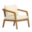 Fauteuil club d'extérieur en bois d'acacia avec dossier et coussins en osier PE - Fauteuil d'appoint moderne pour balcon, bord de piscine et véranda