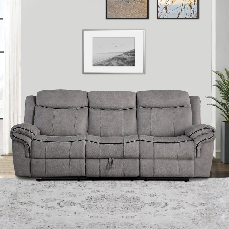 Canapé inclinable en velours 87 po, gris