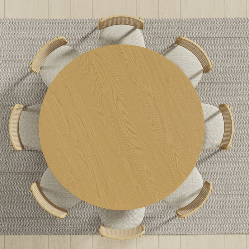 Soild Dining Table Round Kitchen Table, Oak Wood, 30"H x 60"L x 60"W