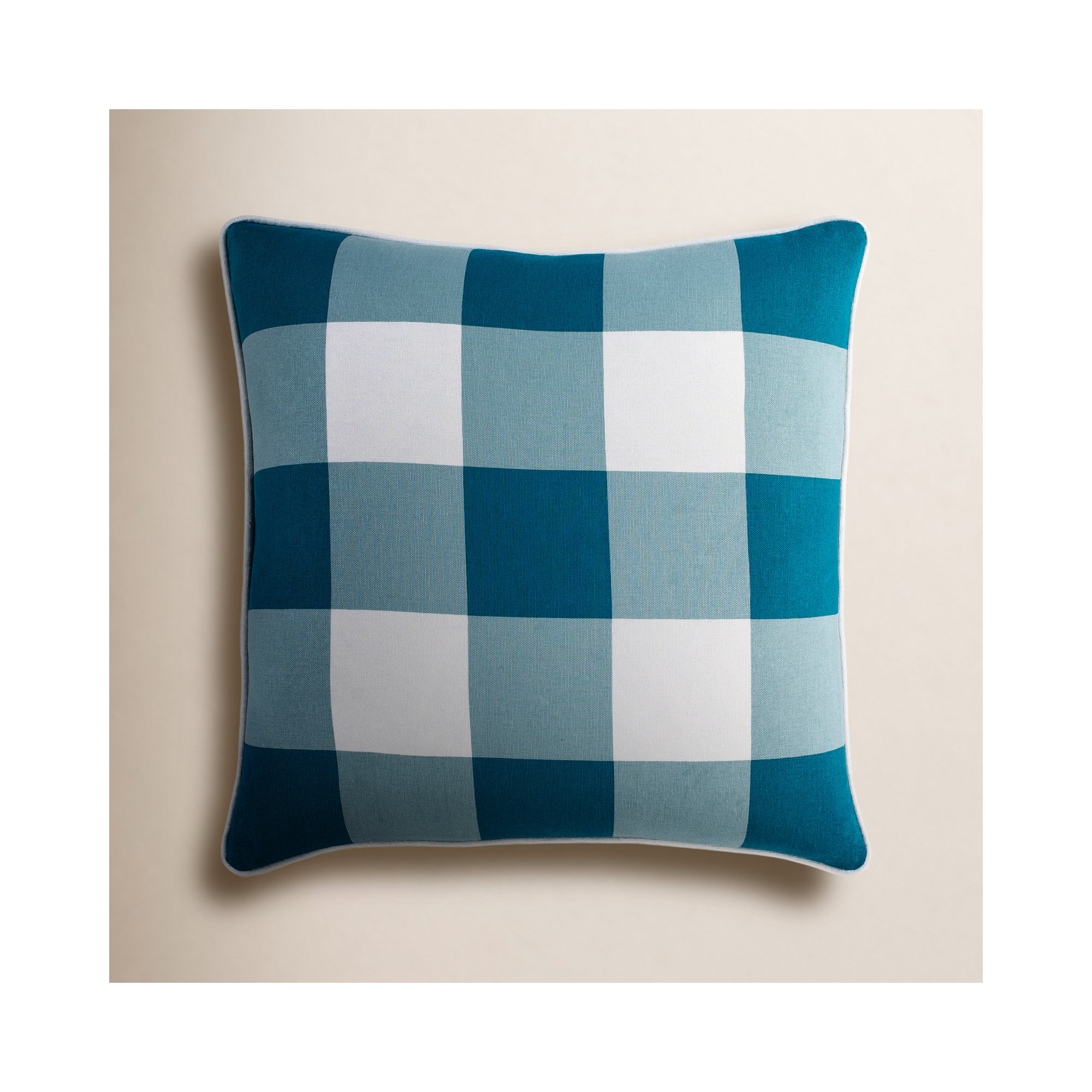 Briarwood Gingham Cotton Pillow Cover, Aqua/White