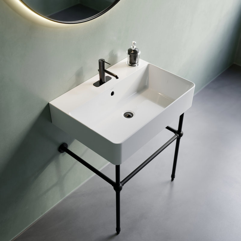 Nuo 2 23.38'' L Bathroom Sink, White/Black