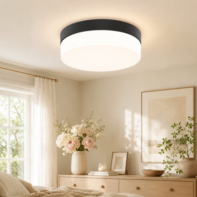 Plafonnier encastré rond 11,2 po à DEL, 5CCT réglable, luminaire minimaliste noir pour la cuisine, la chambre à coucher, le salon, l'entrée et le couloir