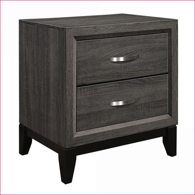 Modern Gray 2-Drawer Nightstand – Bedroom Storage Furniture