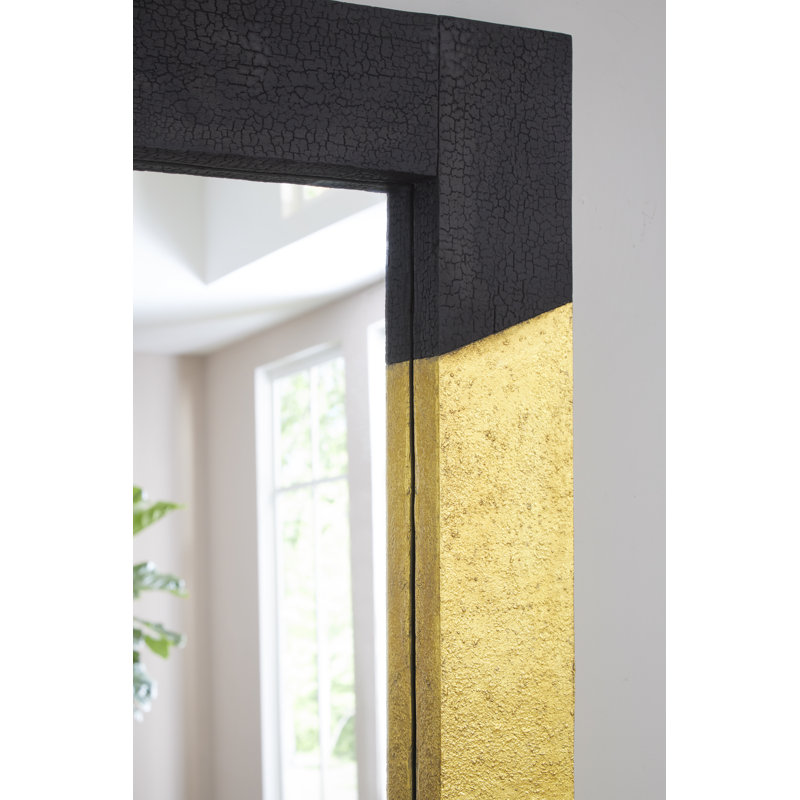 Miroir brûlé rectangulaire noir et feuille d'or