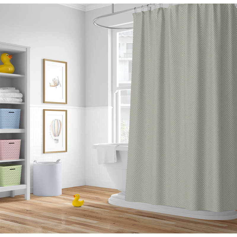 Eye Chev Ultra-Thin Lightweight Shower Curtain, Light Green Chevron / Zig Zag