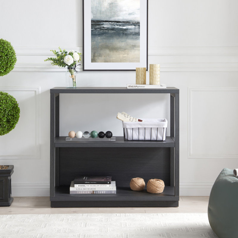 33" Three Tier Standard Bookcase, Dark Grey