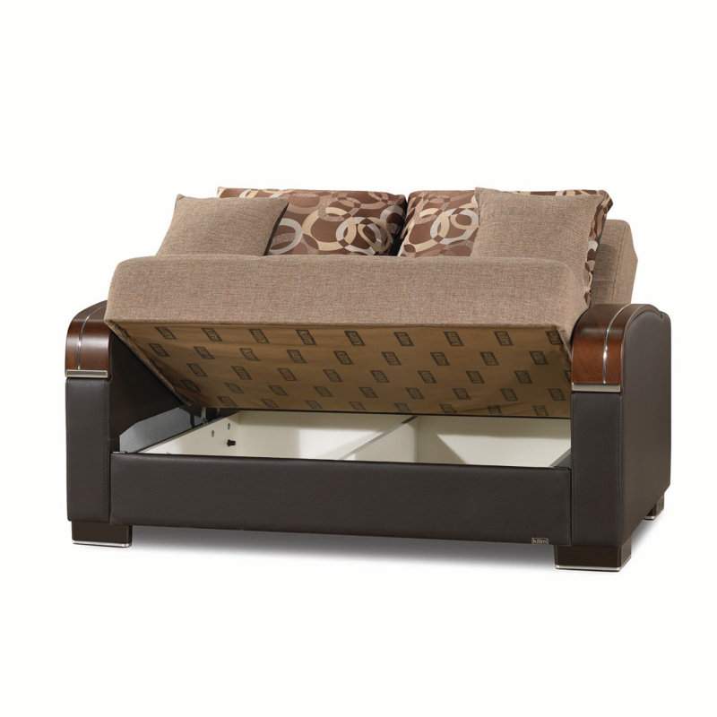 Causeuse convertible avec rangement Primenest, Polyester brun