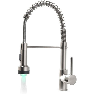 Robinet de cuisine à DEL avec douchette rétractable et robinet d'évier de cuisine à poignée simple