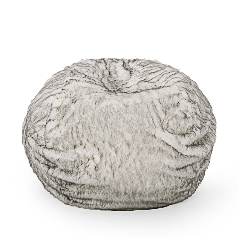 Memory Foam Bean Bag, 42.01" H x 52.01" W x 52.01" D, Gray Faux Fur