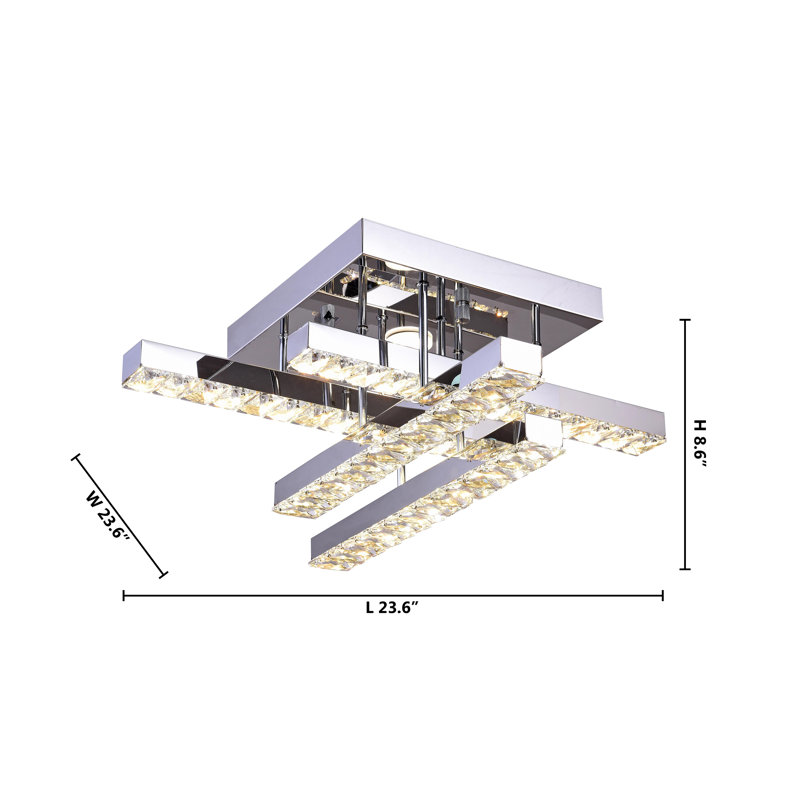 Modern 4 Light LED Crystal Flush Mount