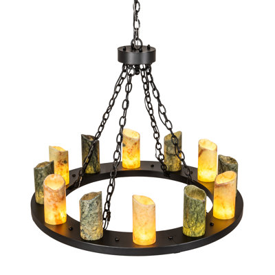 Lustre en roue de chariot unique et remarquable à 12 lumières Afsari