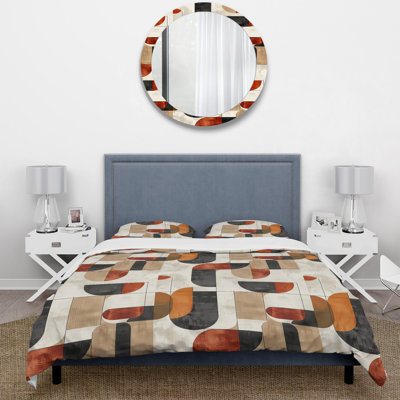 Ensemble de housse de couette rouge et noir Midcentury Shapes - Midcentury
