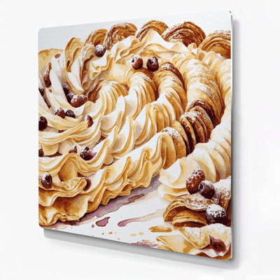 Desserts Mille feuille Beige Metal Wall Art