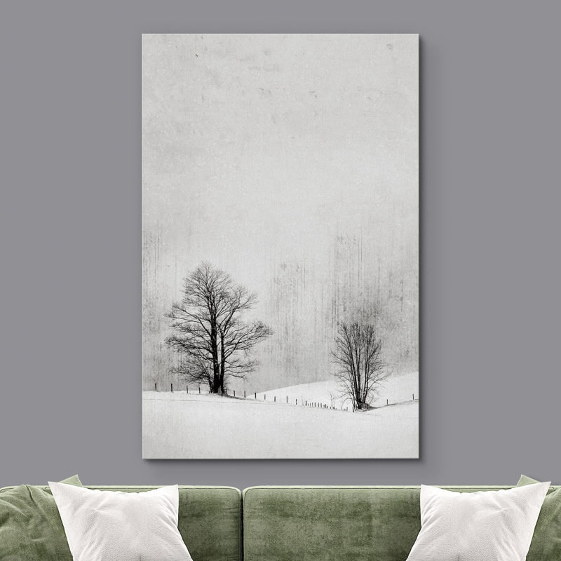 " Winter Snow Pastel Birch Trees ", Wrapped Canvas, 24" H x 16" W