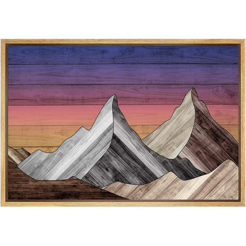 Western Wood Effect Landscape " Western Decor Wood Effect Panel Sunset Sky Mountain Range Nature Artwork Digital Art Modern Zen "