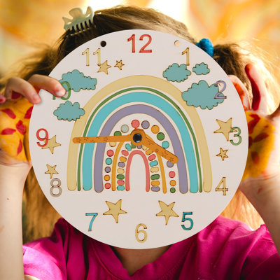 Ensemble de peinture d'horloge murale en bois pour enfants