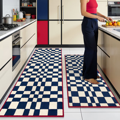 Checkerboard Stain Resistant Non Slip Kitchen Mats