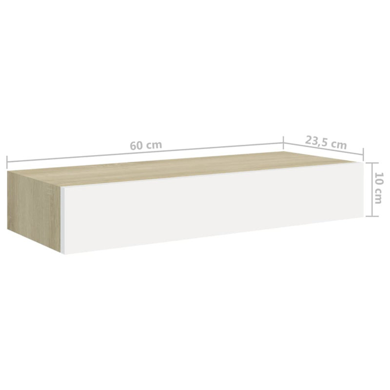 Tablette de tiroir vidaXL, H 3,94 po x l 23,62 po x P 9,25 po, Chêne