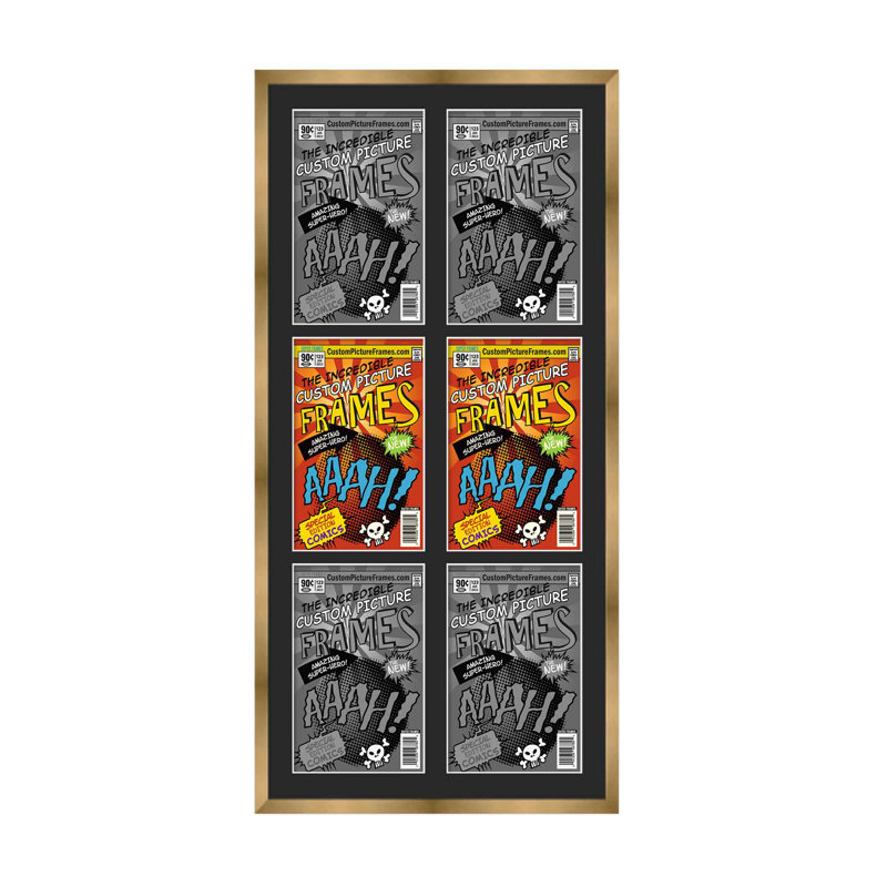 Wood Picture Frame with Mat, Gold/Black, 20" x 38.5", 7.125" x 10.5"