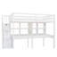 Structure de lit mezzanine avec escalier de rangement, double bureau et tablettes-783489331