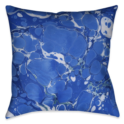 Graphic Print Ocean Blue Marble Throw Pillow