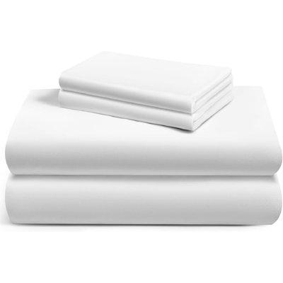 Luxclub 4 PC Queen Size White Sheet Set, 100% Organic Bamboo Viscose, Deep Pockets Up To 16", Soft & Breathable Hotel Luxury Bedding Sheets