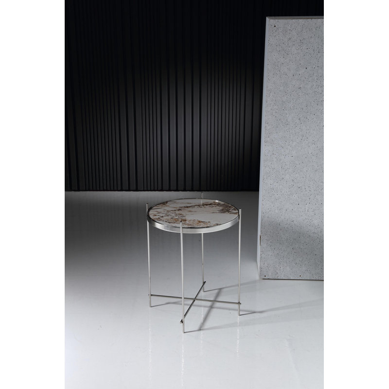Table d'appoint en verre et acier Luxe, multicolore