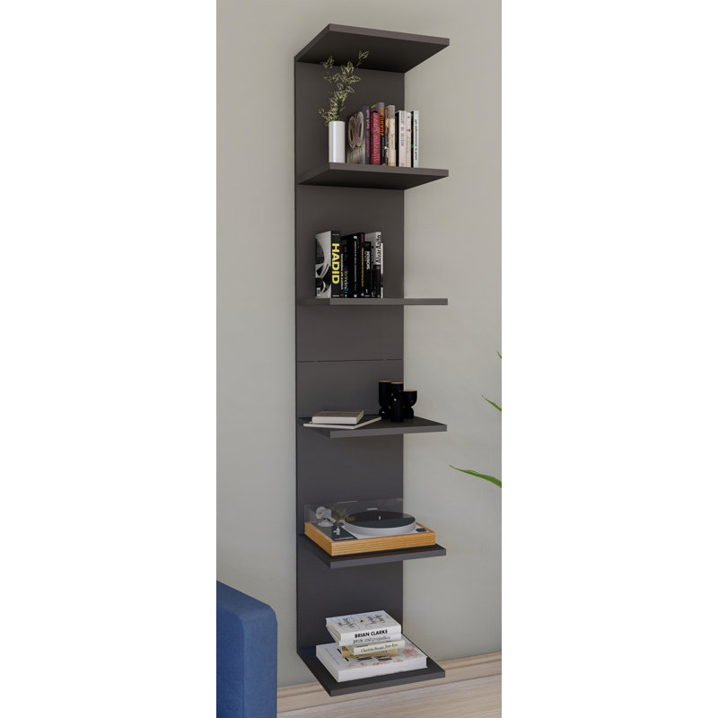 Alyisha 180cm H x 35cm W Standard Bookcase, Black