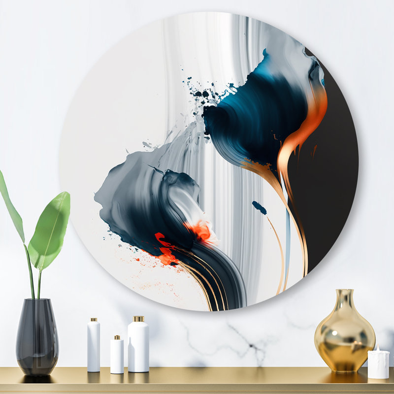 Fleurs abstraites de tulipes I - art mural rond floral abstrait en métal, H 36 po x l 36 po x P 1 po