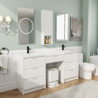 72" Double Bathroom Vanity with 2 Sinks and Soft-closed Drawers
