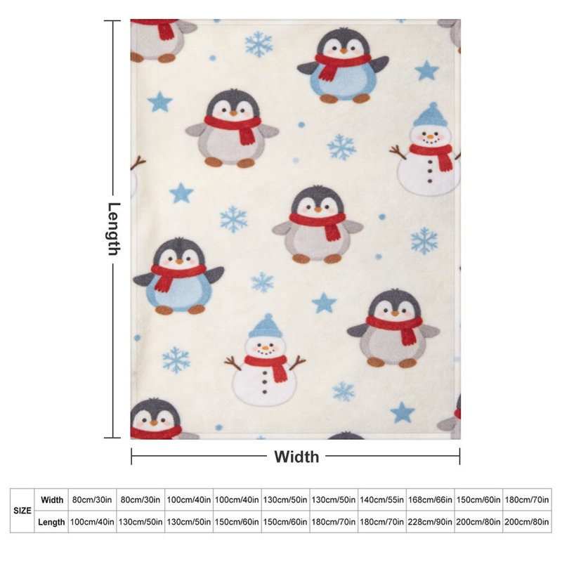 Jeté en flanelle Penguins Snowmen Luxury, 50 x 60 po