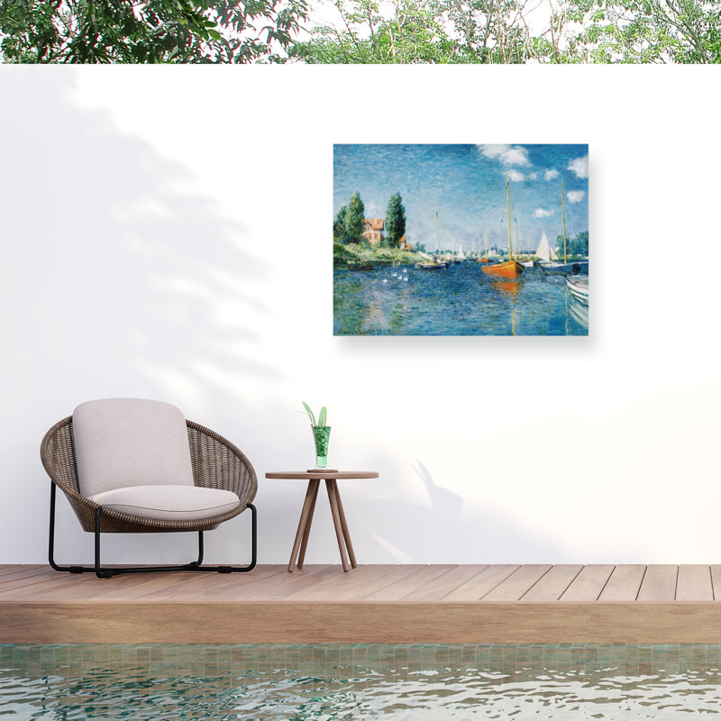 Adhrit, bateaux rouges à Argenteuil, décoration murale d'extérieur, L 32 po x H 24 po