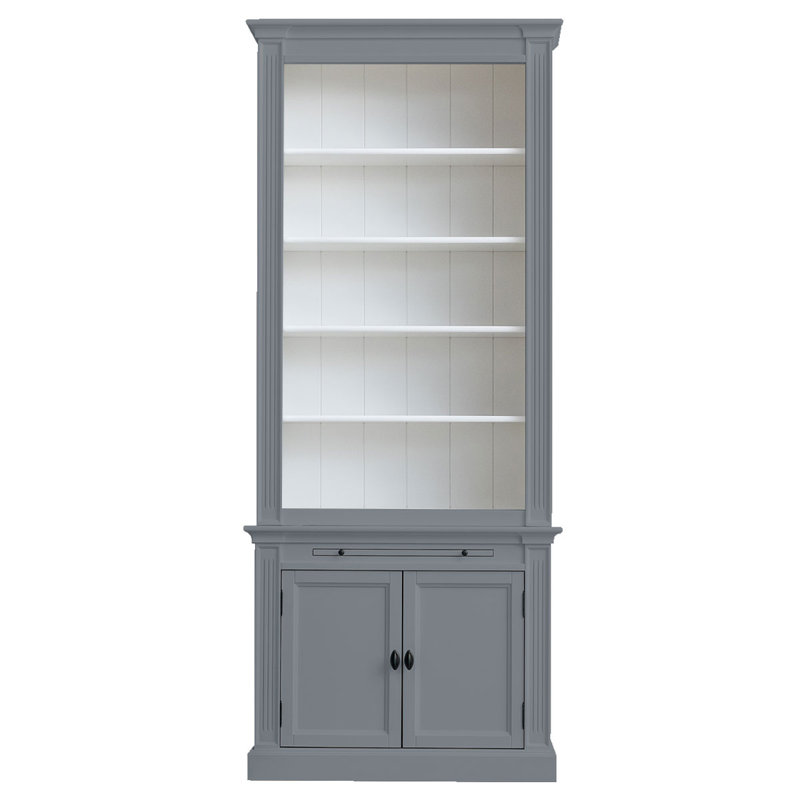 Mckernan 240cm H x 100cm W Solid Wood Library Bookcase, Grey