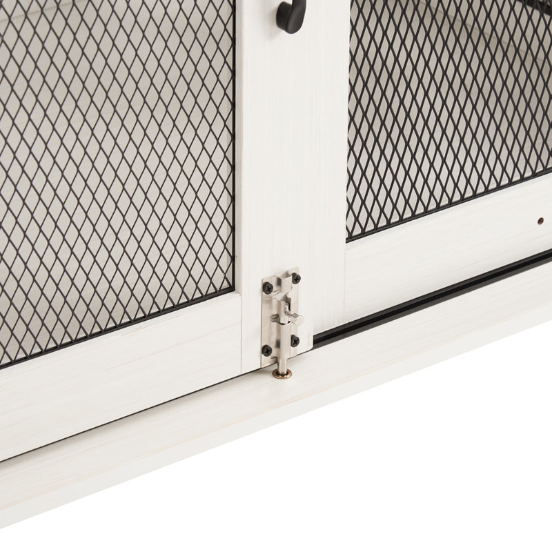 White Dog Kennel With Metal Latch And Adjustable Partition, Look Crate Sliding Door Removable Partition For Comfort,