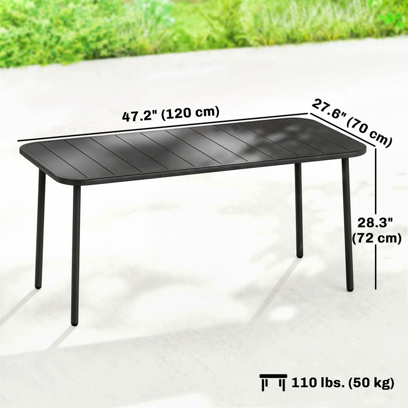 Table de salle à manger d'extérieur 47 po x 28 po pour 4 personnes, table de patio, gris