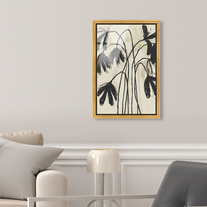 Tree Abstract Studio Acrylic Painting Print, 46"H x 31"W, Gold Floater Frame