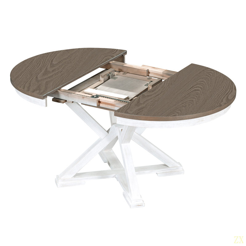 Ensemble de table de salle à manger 5 pièces, table ronde extensible et 4 chaises rembourrées pour la salle à manger et le salon
