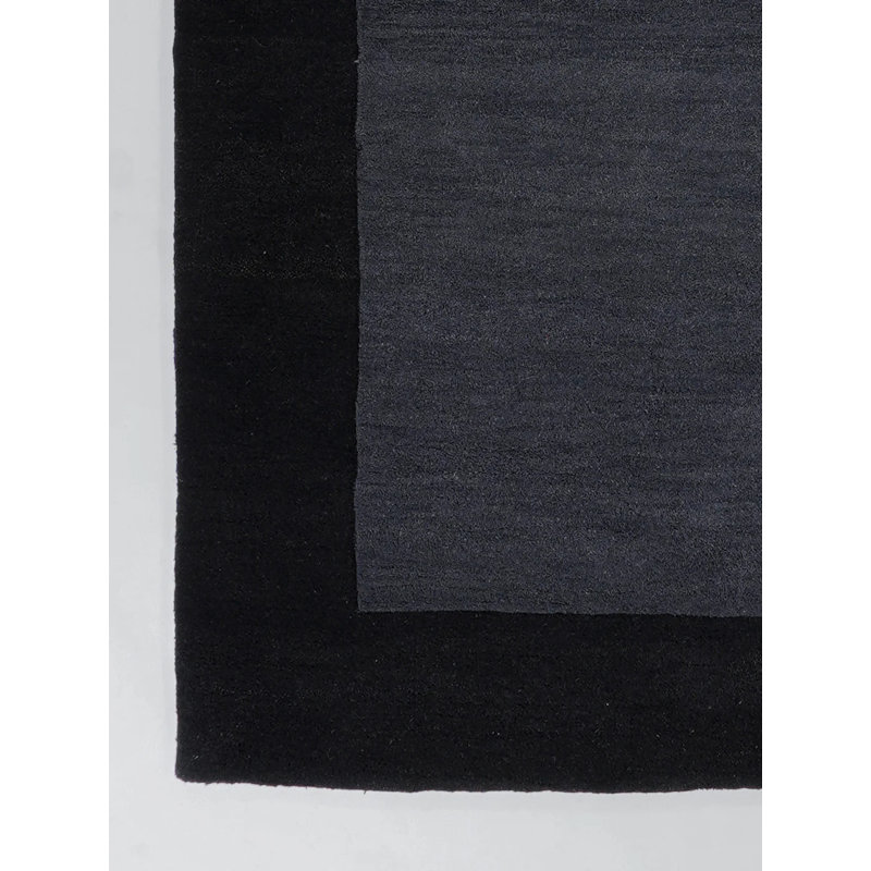Tapis écologiques en laine touffetée à la main Kaylie - Rectangle, noir anthracite, design moderne contemporain, tapis antidérapants faits à la main épais pour salon, chambre à coucher