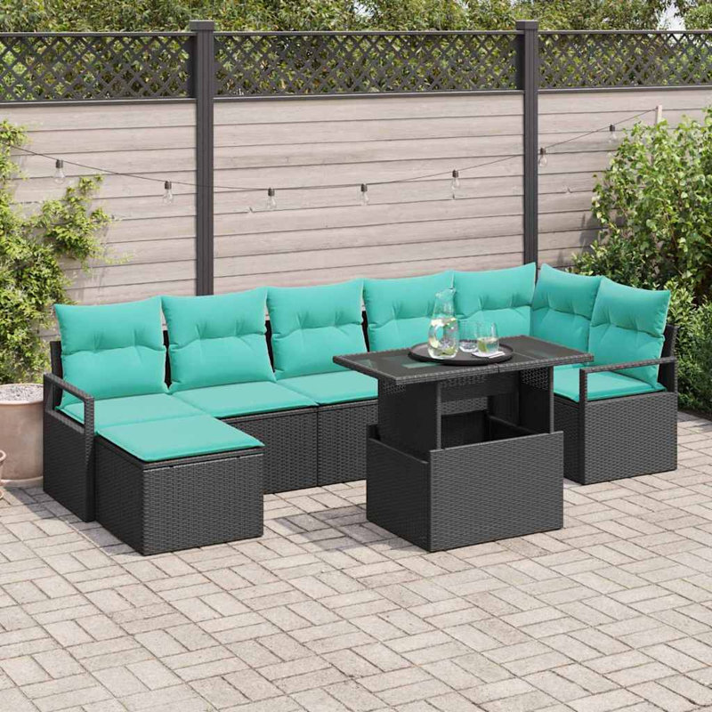 Ensemble de canapé de jardin avec coussin vidaXL 8 pièces vidaXL, Coussin bleu / cadre noir