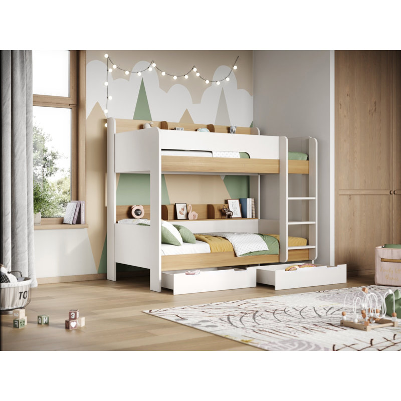 Eddie Storage Bunk Bed White, Oak