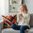 Set of 2 Geometric Abstract Pattern Throw Pillow with Insert – Colorful Decorative Cushion 18"x18"