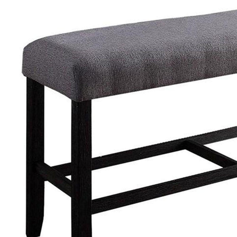 1Pc Counter Height Bench Espresso Finish Wood Upholstered Padded Seat Apron Kitchen Dining Furniture Footrest Support, Brown