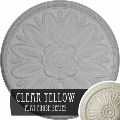 Médaillon de plafond Endurathane Delfina, DE 40 po x P 1 7/8 po, finition jaune clair peinte à la main