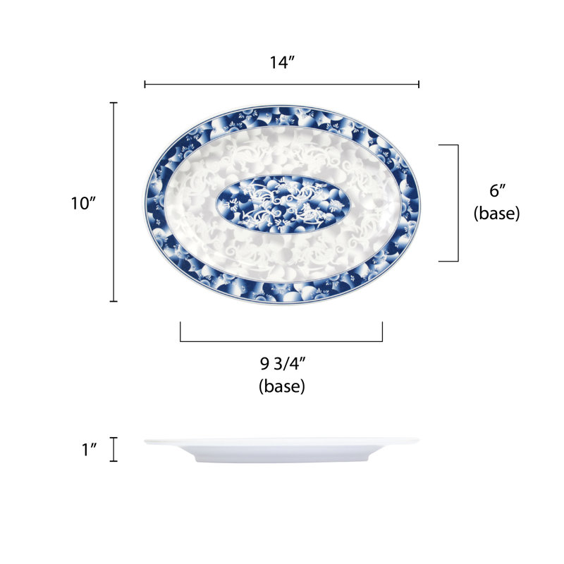 Thunder Group Inc. Dragon Melamine Platter, 1.06" H x 13.94" W x 9.96" D